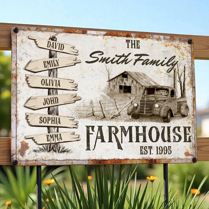 Farmhouse Est, Featuring A Rustic Truck And Wooden Signs