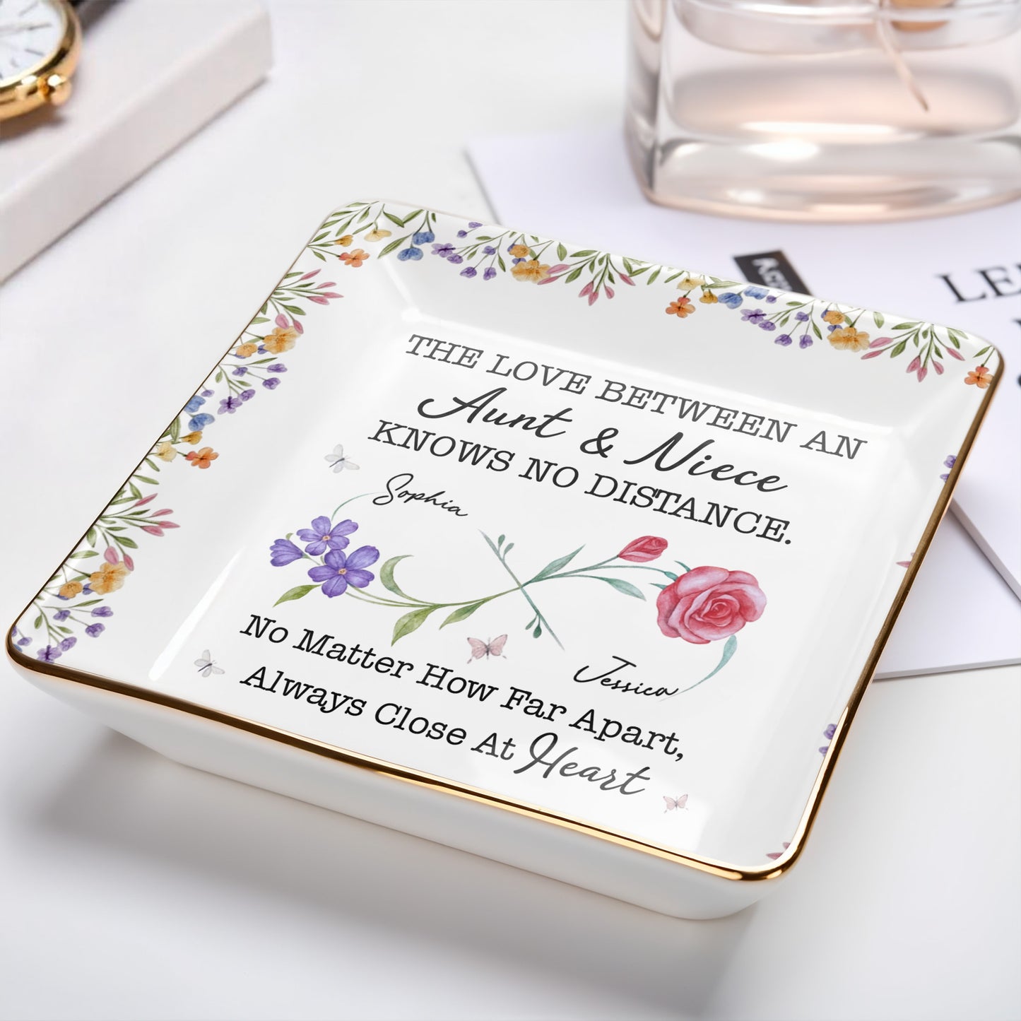 The Love Between An Aunt & Niece, Roses and Violets Design