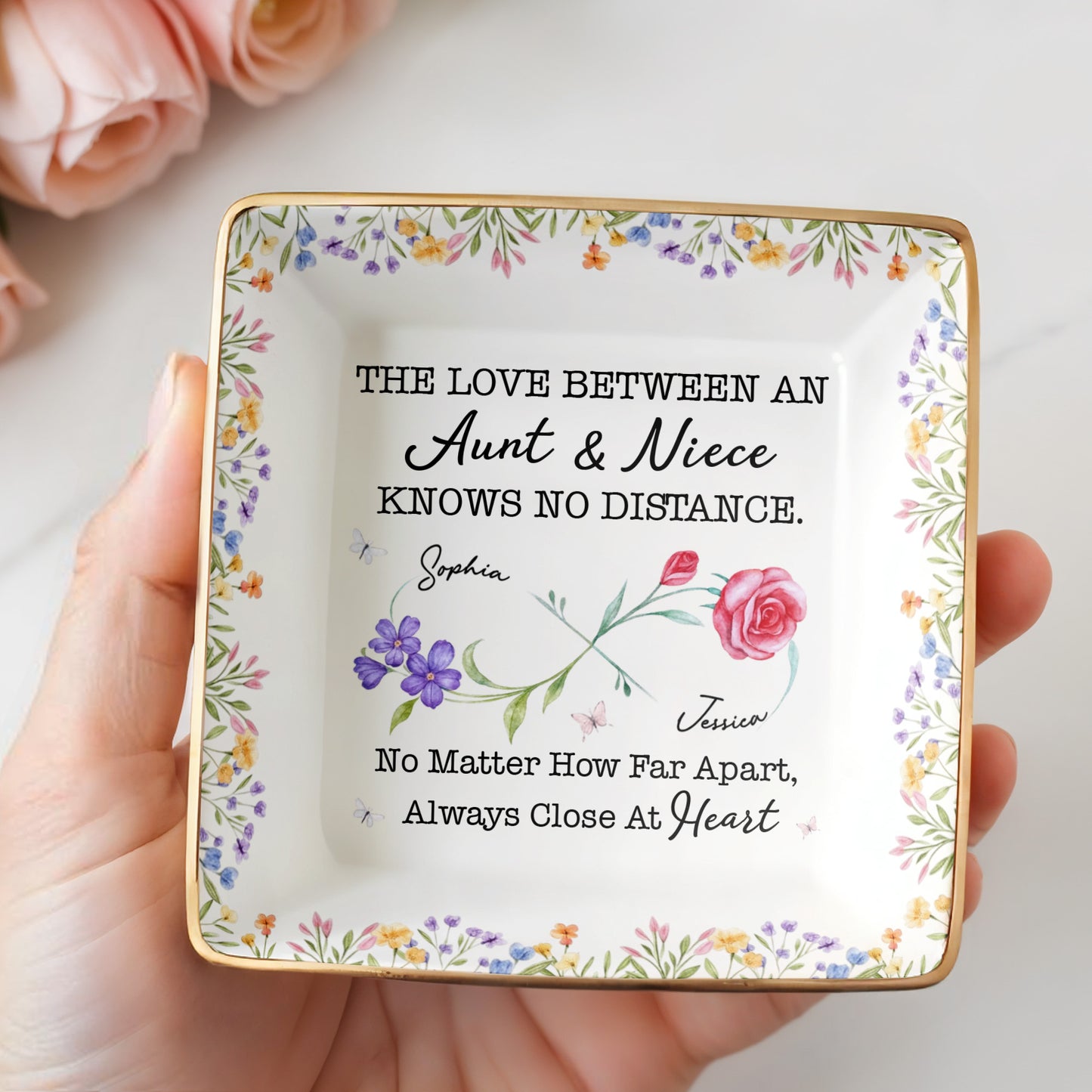 The Love Between An Aunt & Niece, Roses and Violets Design