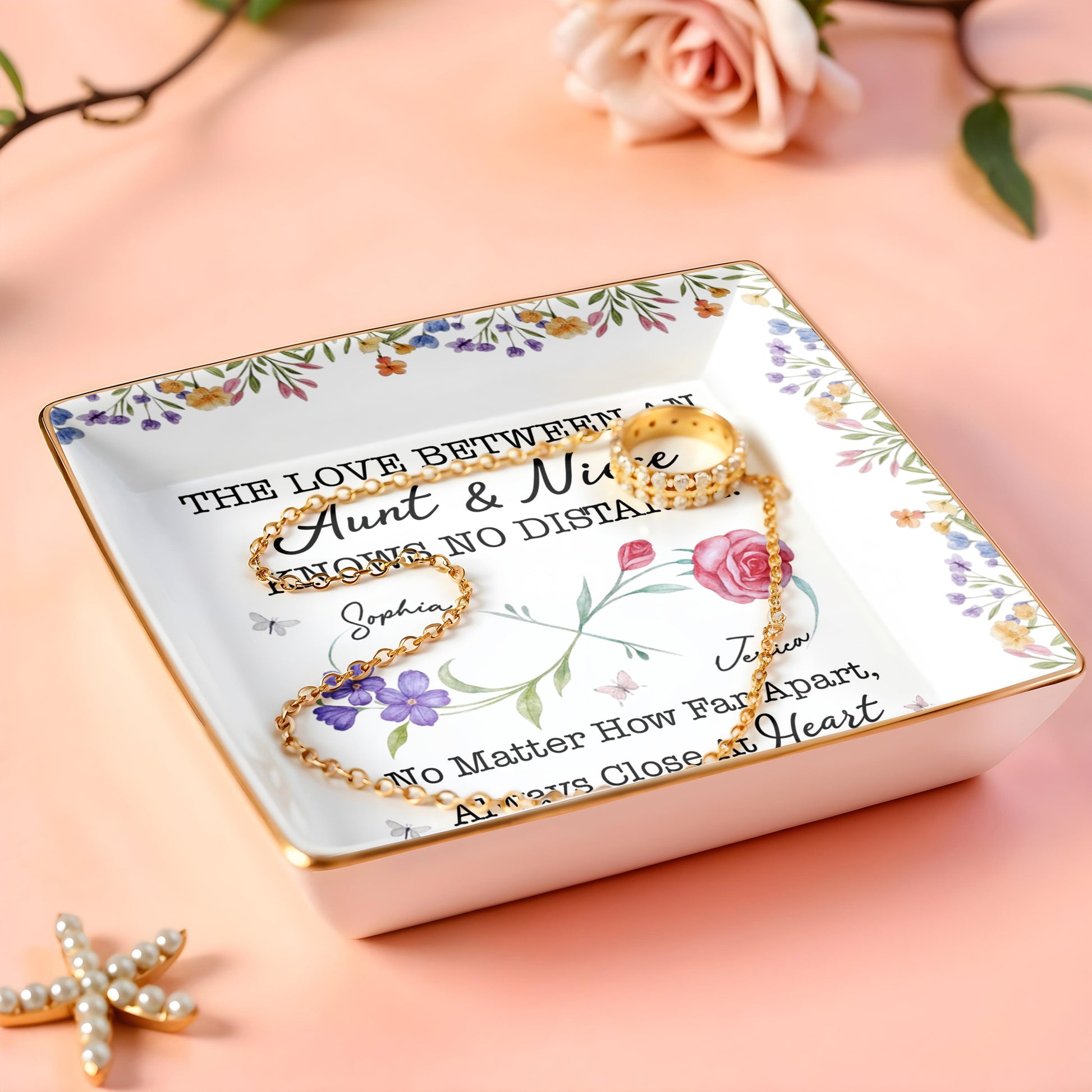 The Love Between An Aunt & Niece, Roses and Violets Design