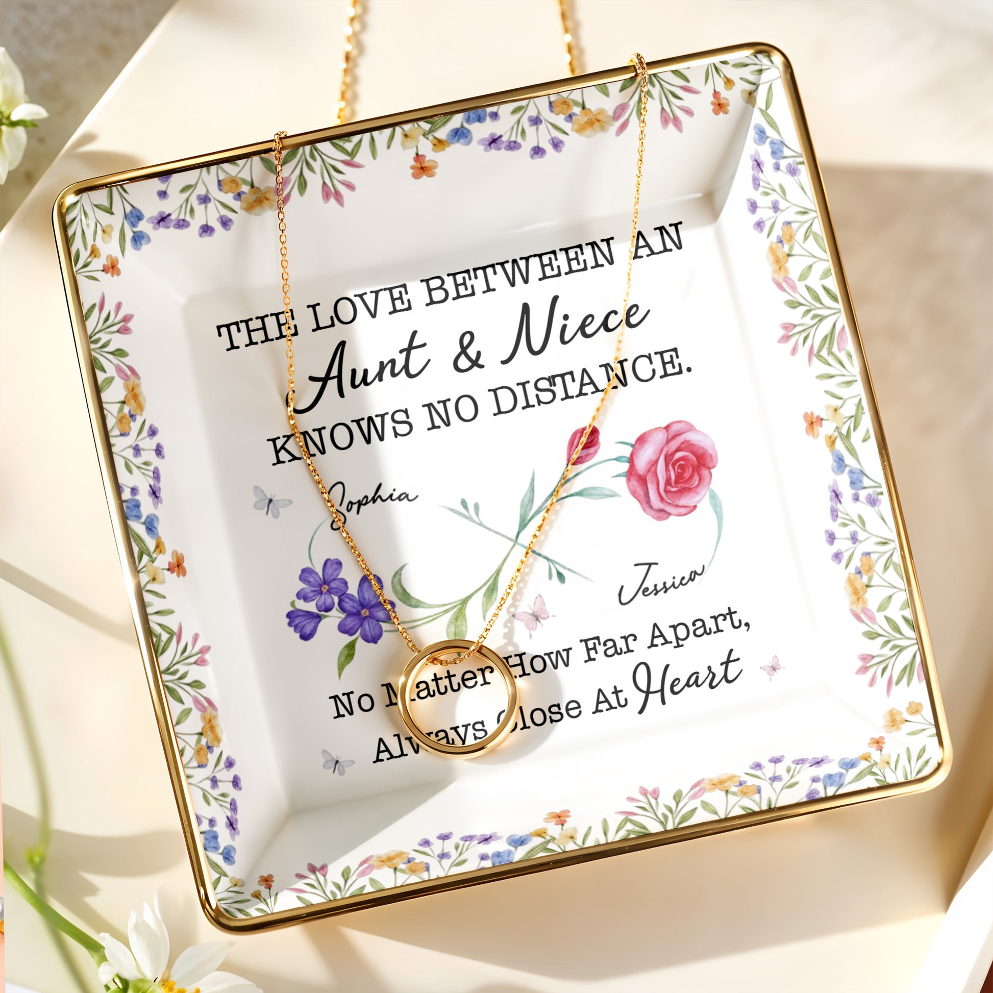The Love Between An Aunt & Niece, Roses and Violets Design