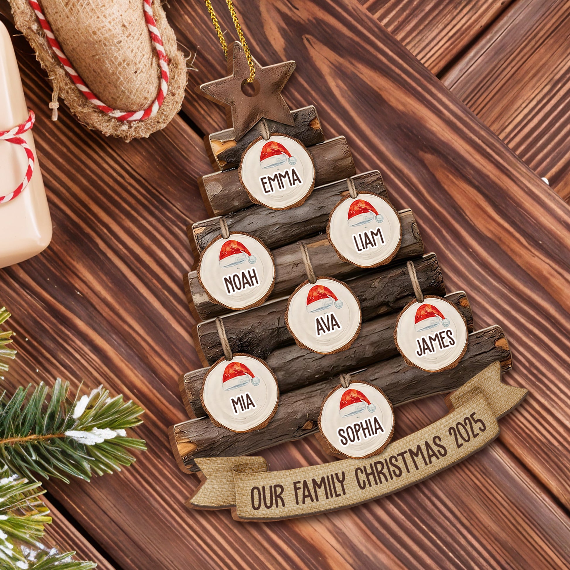 Our Family Christmas Tree With Santa Hats