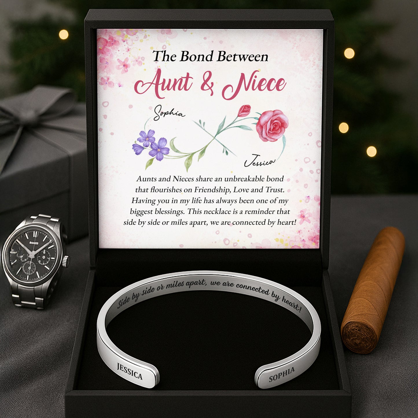 Side By Side Or Miles Apart, Connected By Heart, Floral Design