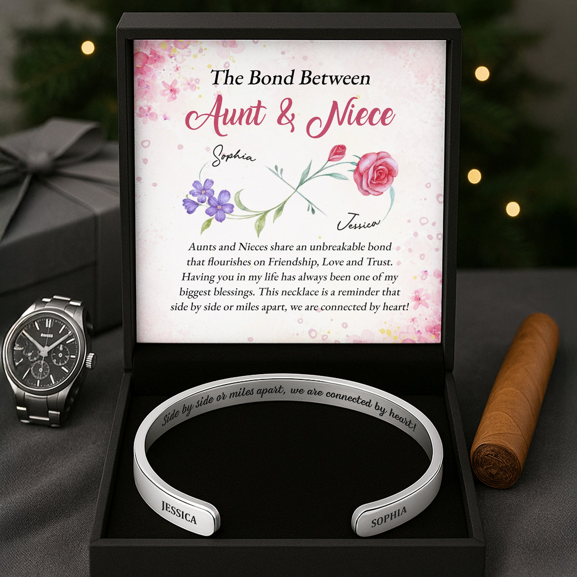 Side By Side Or Miles Apart, Connected By Heart, Floral Design