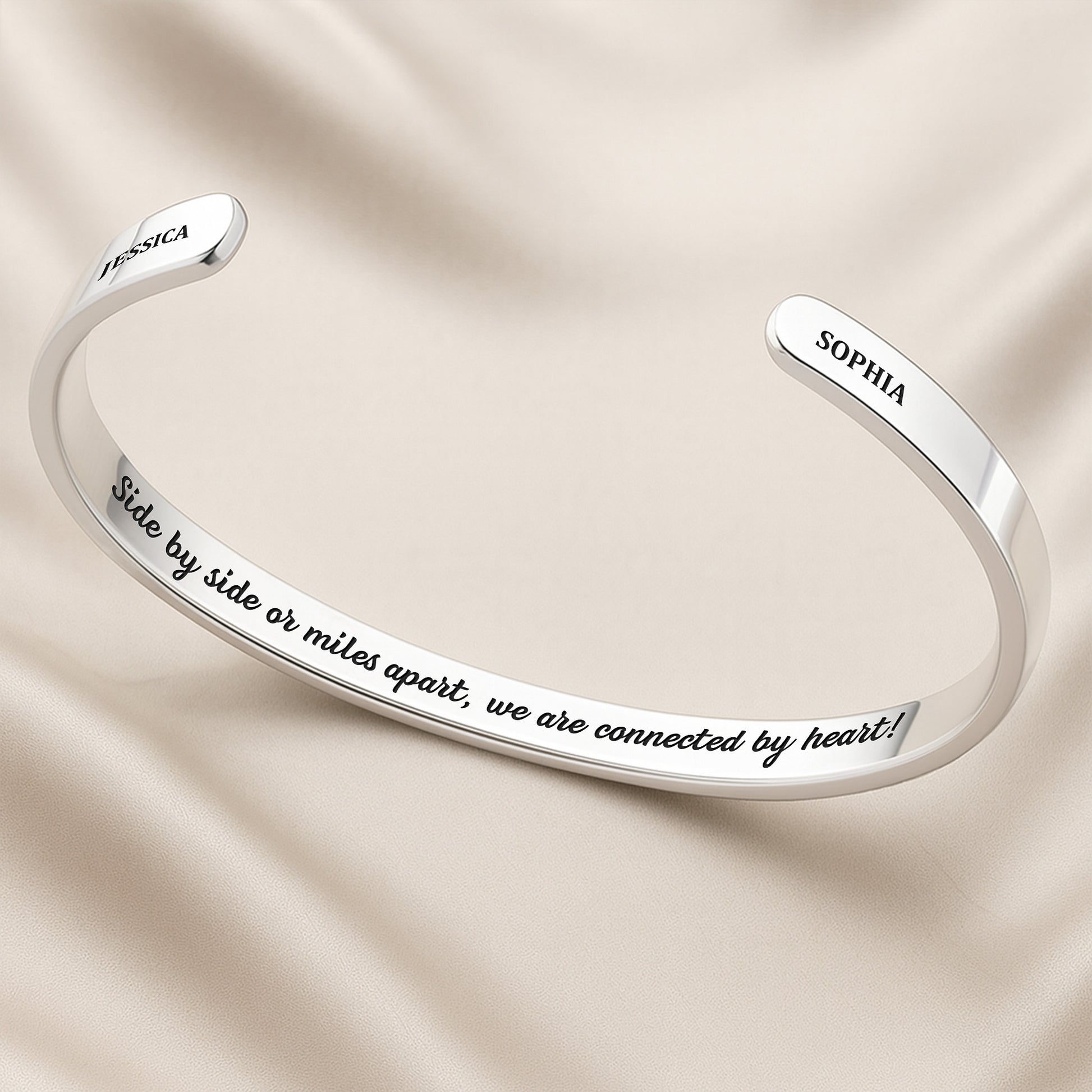 Side By Side Or Miles Apart, Connected By Heart, Floral Design