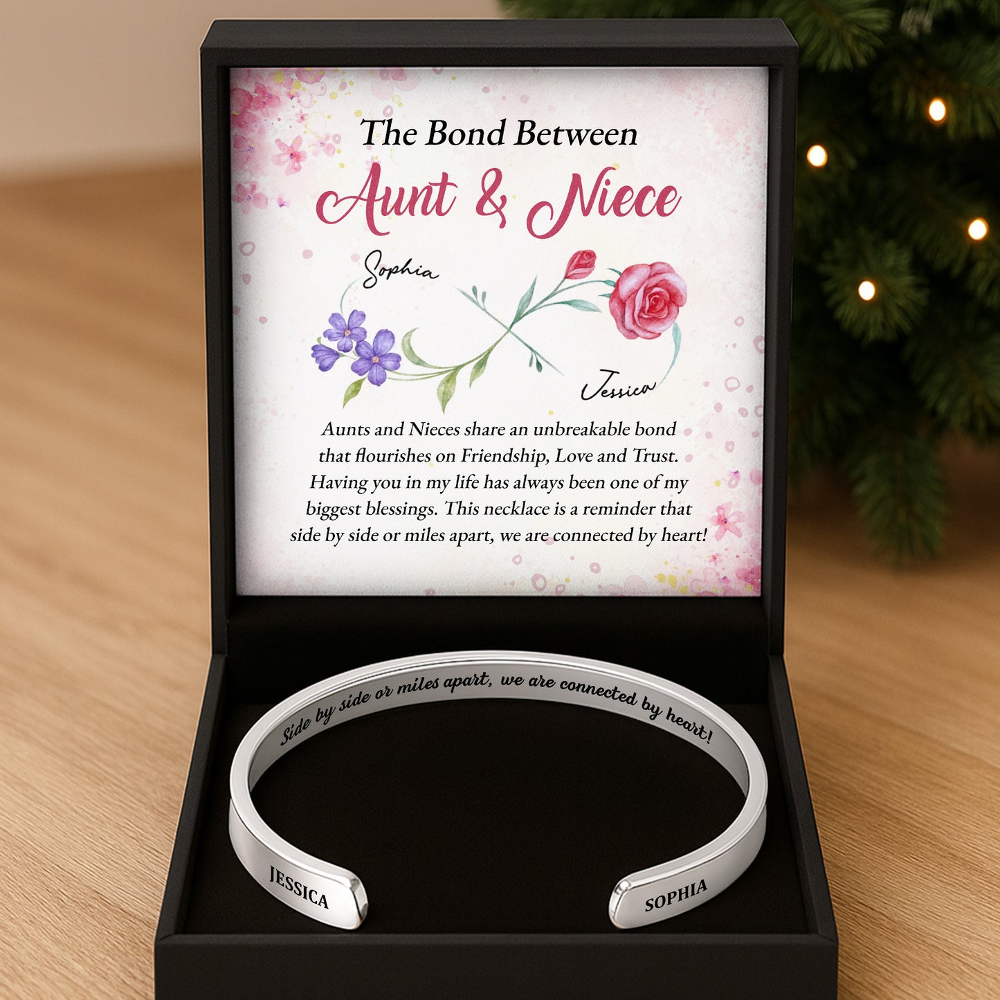 Side By Side Or Miles Apart, Connected By Heart, Floral Design