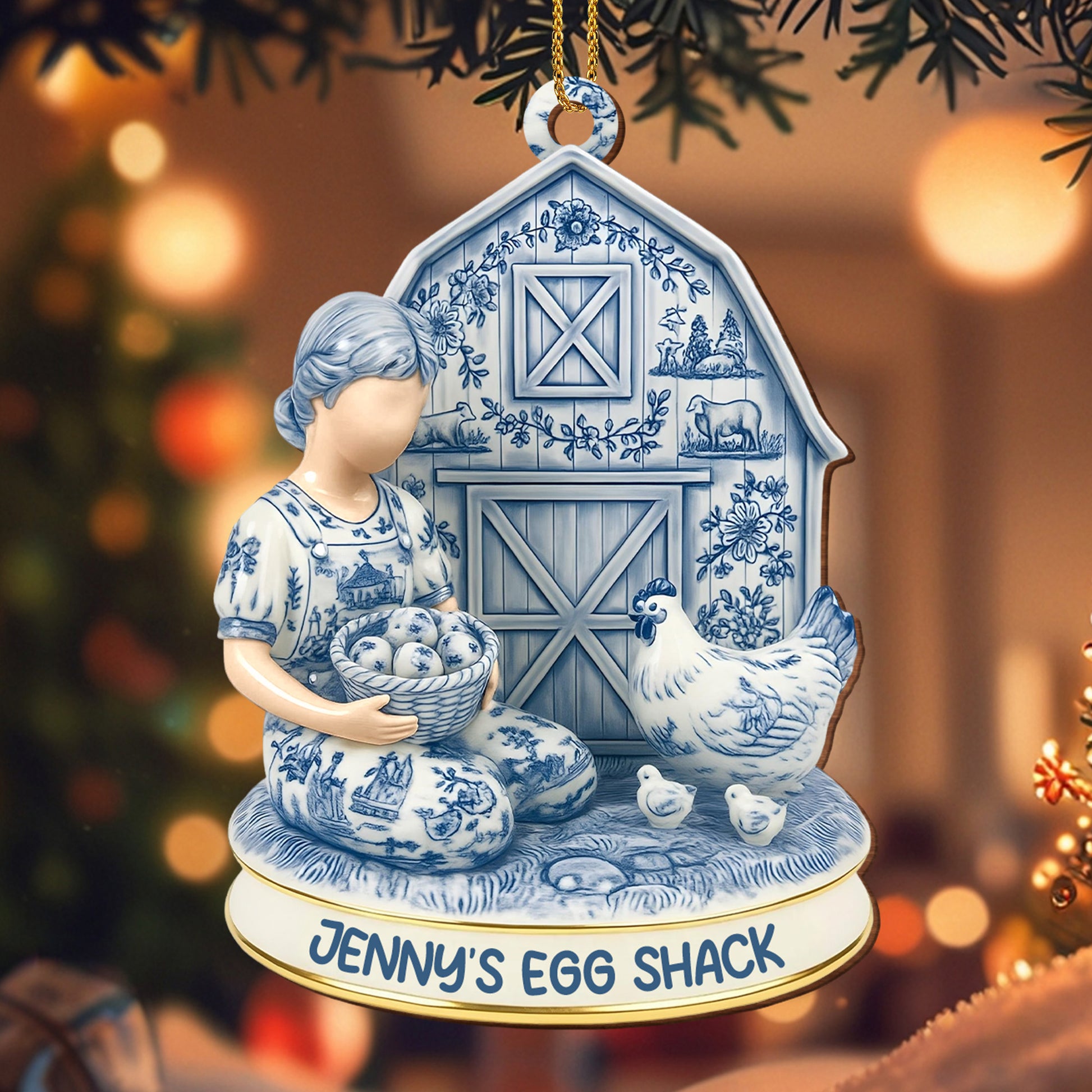 Customize Your Farmhouse Ornament With Charming Barn Scene