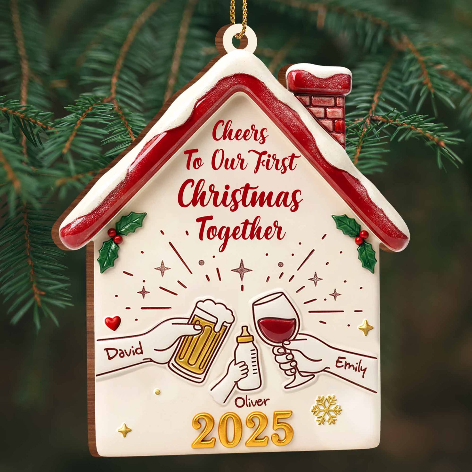 Cheers To Our First Christmas Together House Ornament