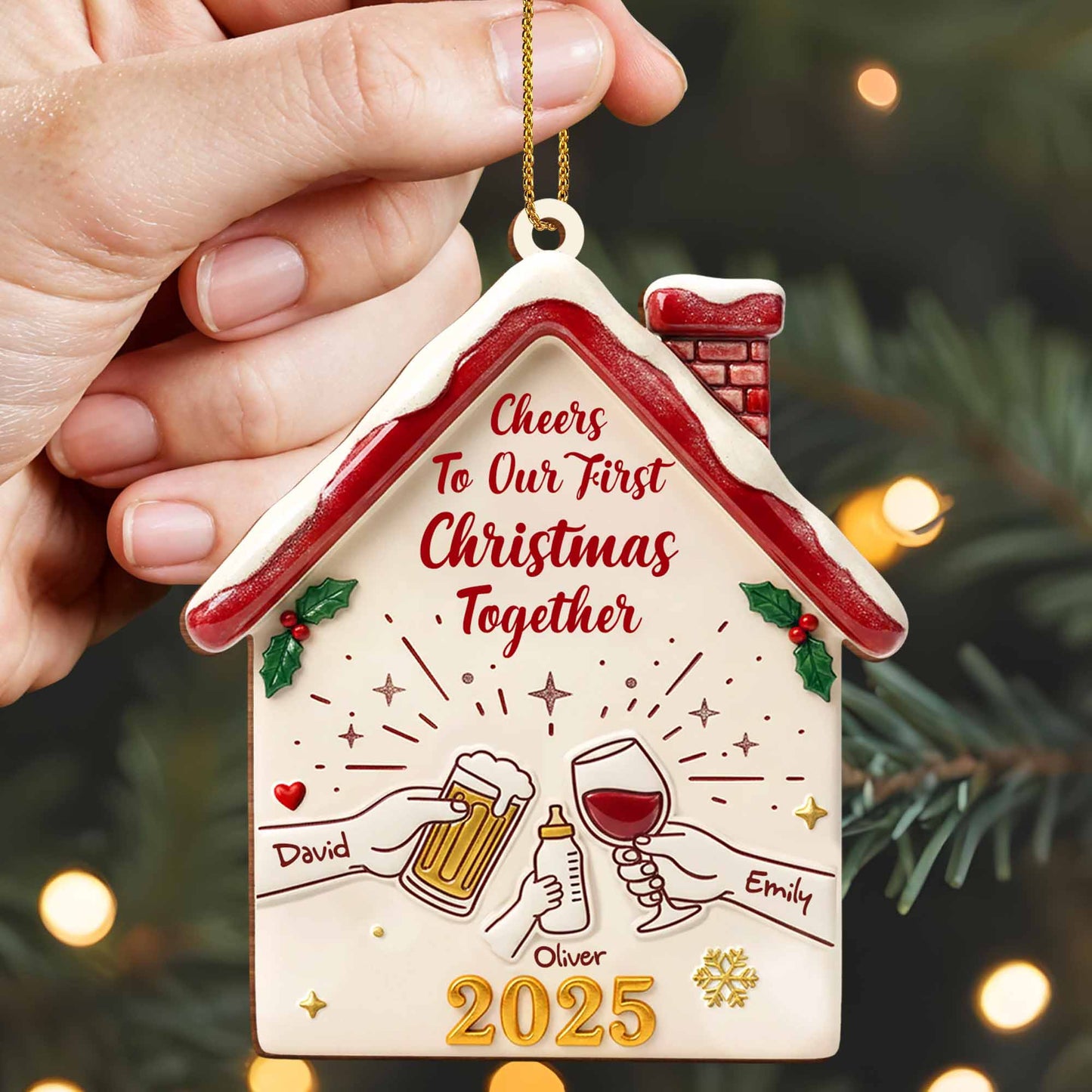 Cheers To Our First Christmas Together House Ornament