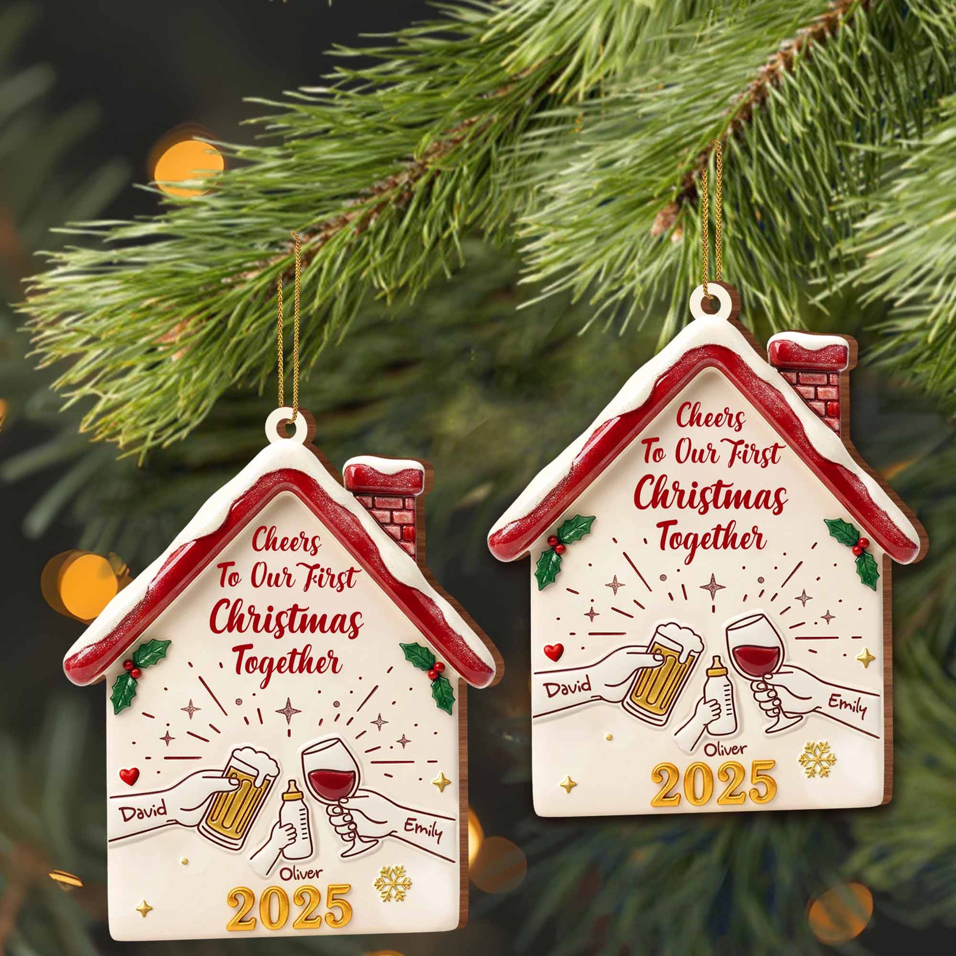 Cheers To Our First Christmas Together House Ornament