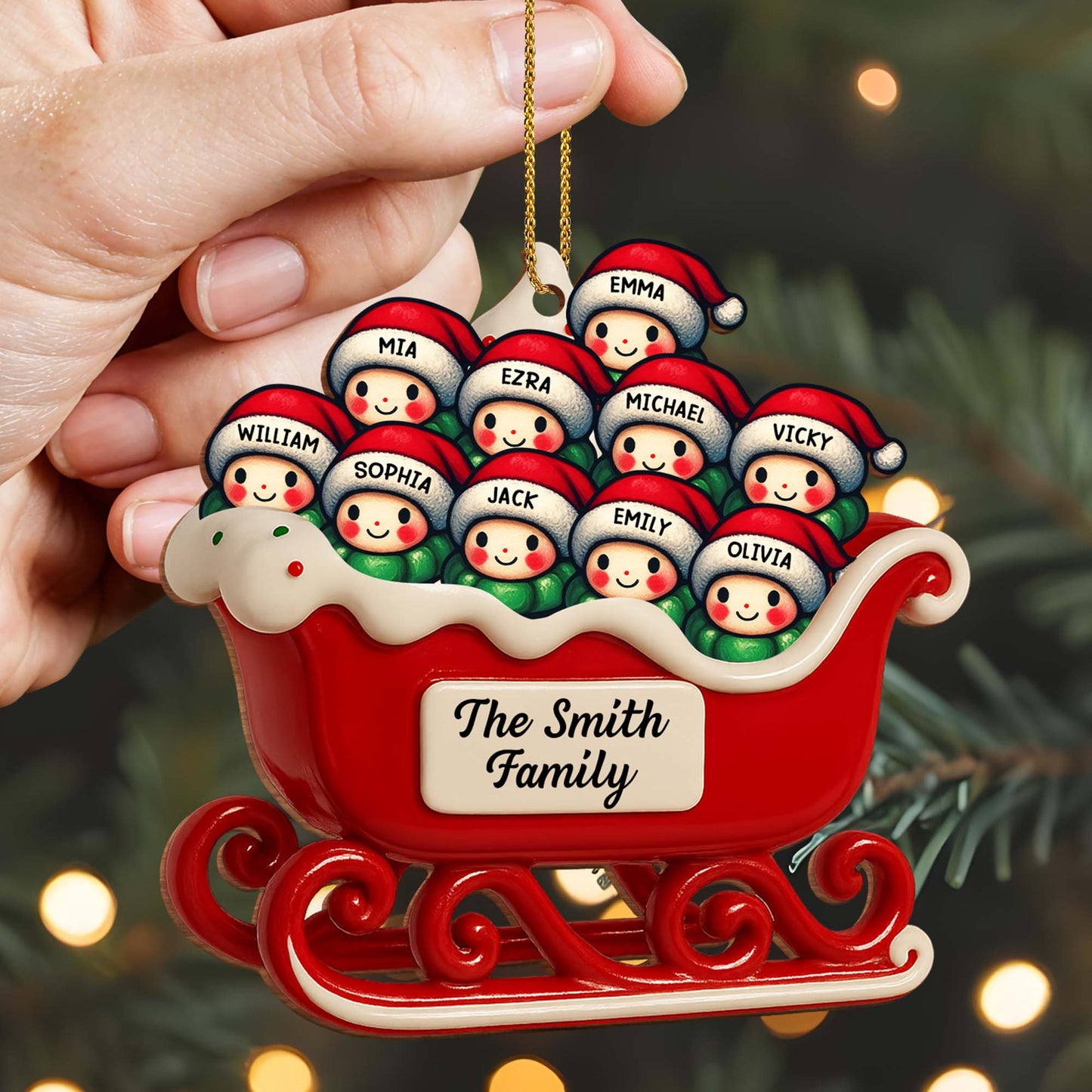 Personalized Family Christmas Sleigh Ornament