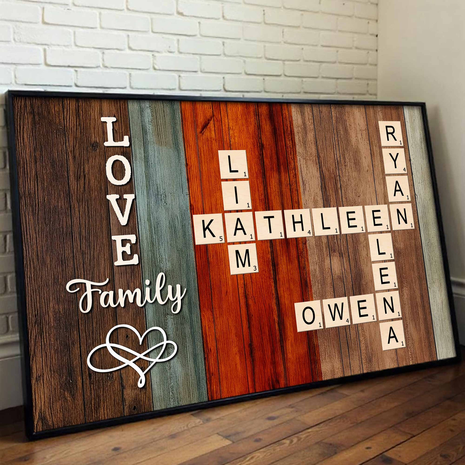 Love And Family Scrabble Style On Wooden Background