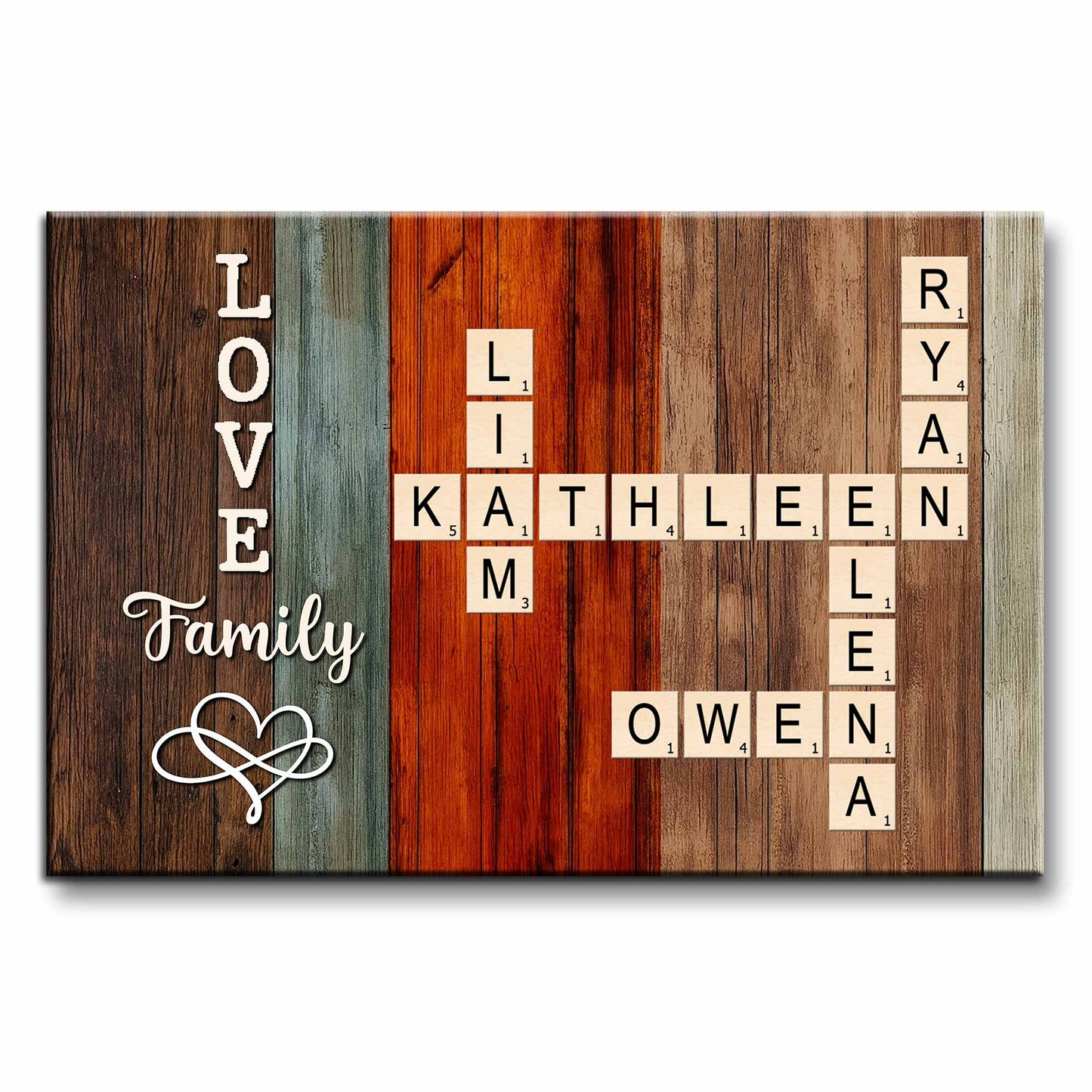 Love And Family Scrabble Style On Wooden Background