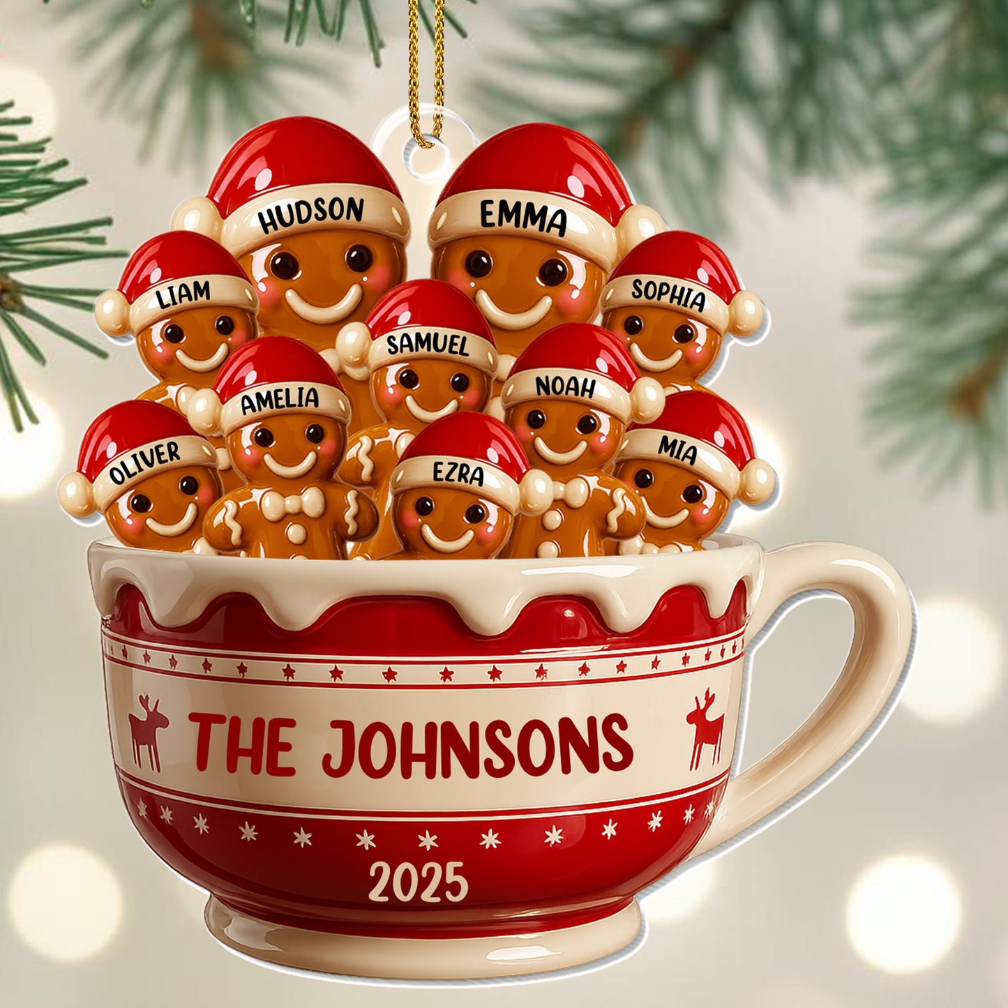 Customizable Family Christmas Cup With Gingerbread Figures