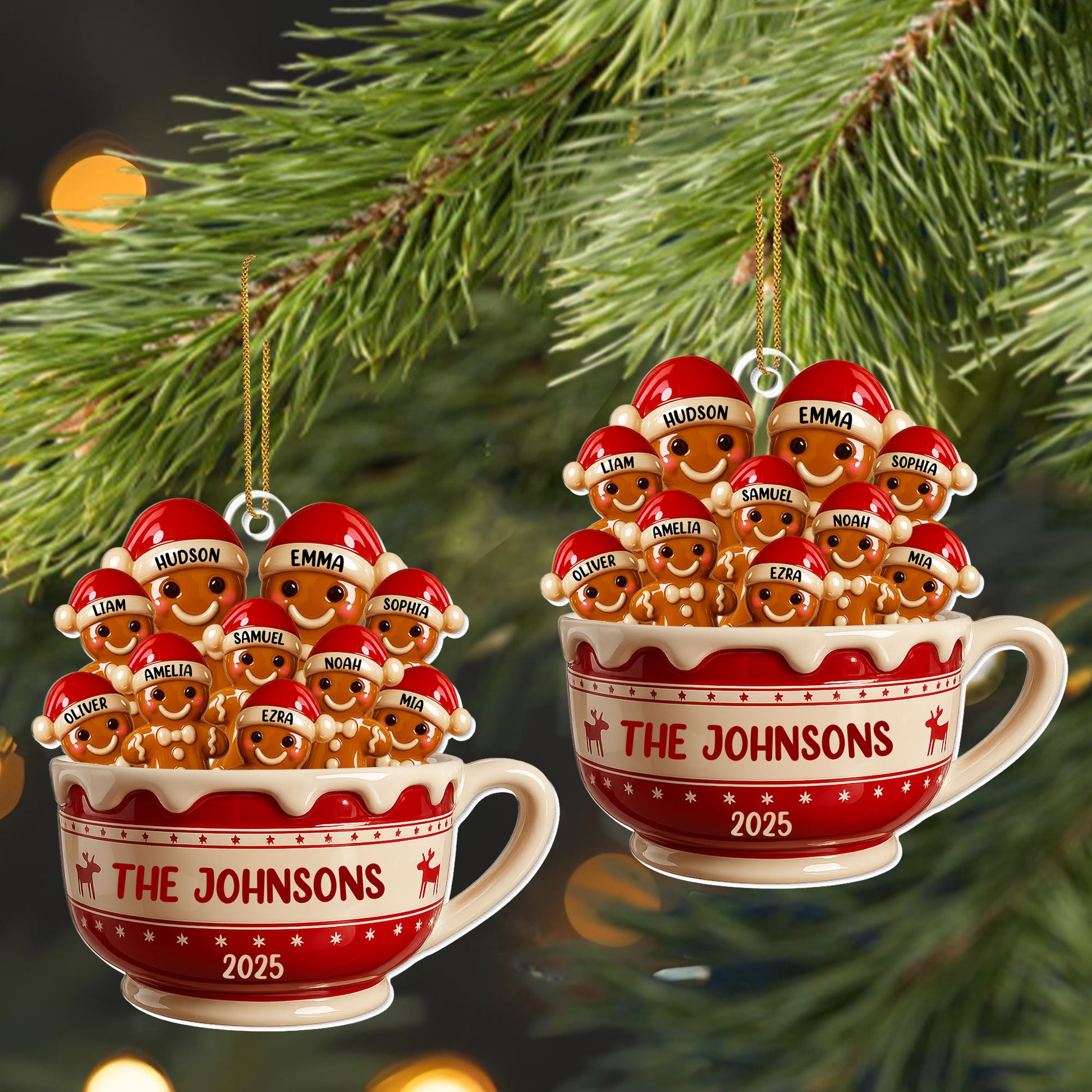 Customizable Family Christmas Cup With Gingerbread Figures
