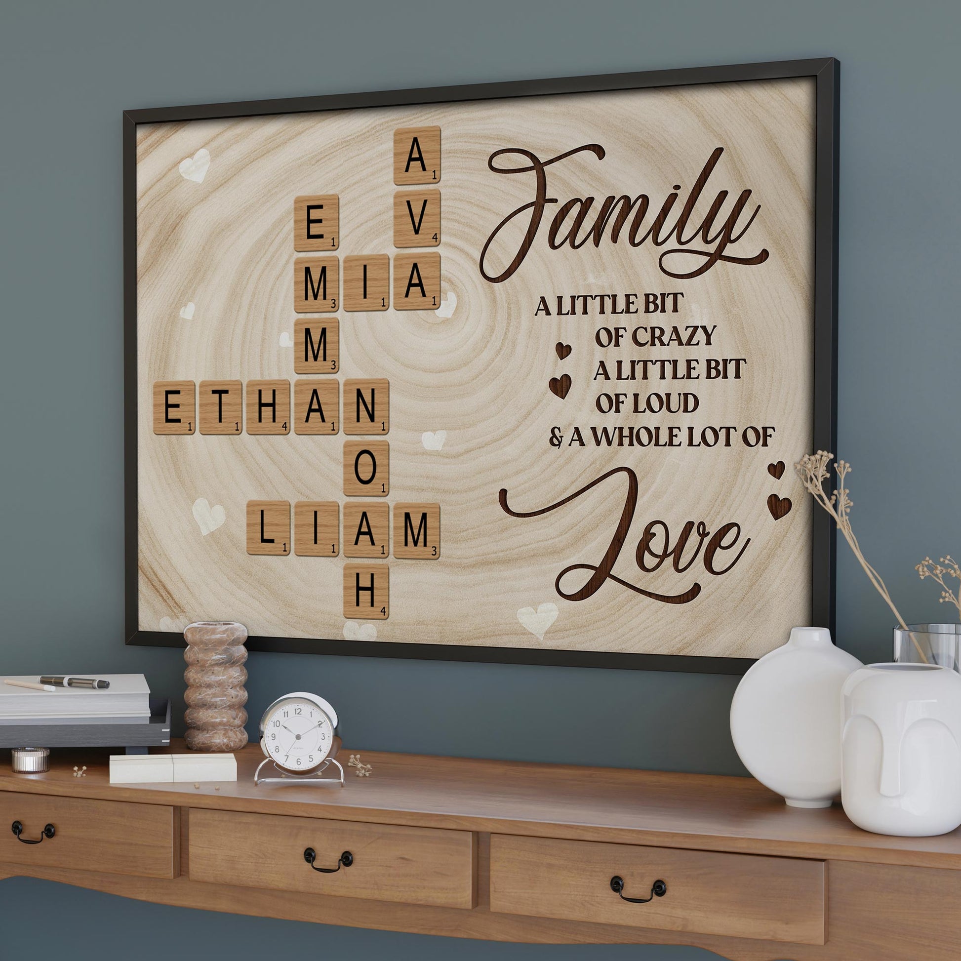 Family Love With Scrabble Tiles Design