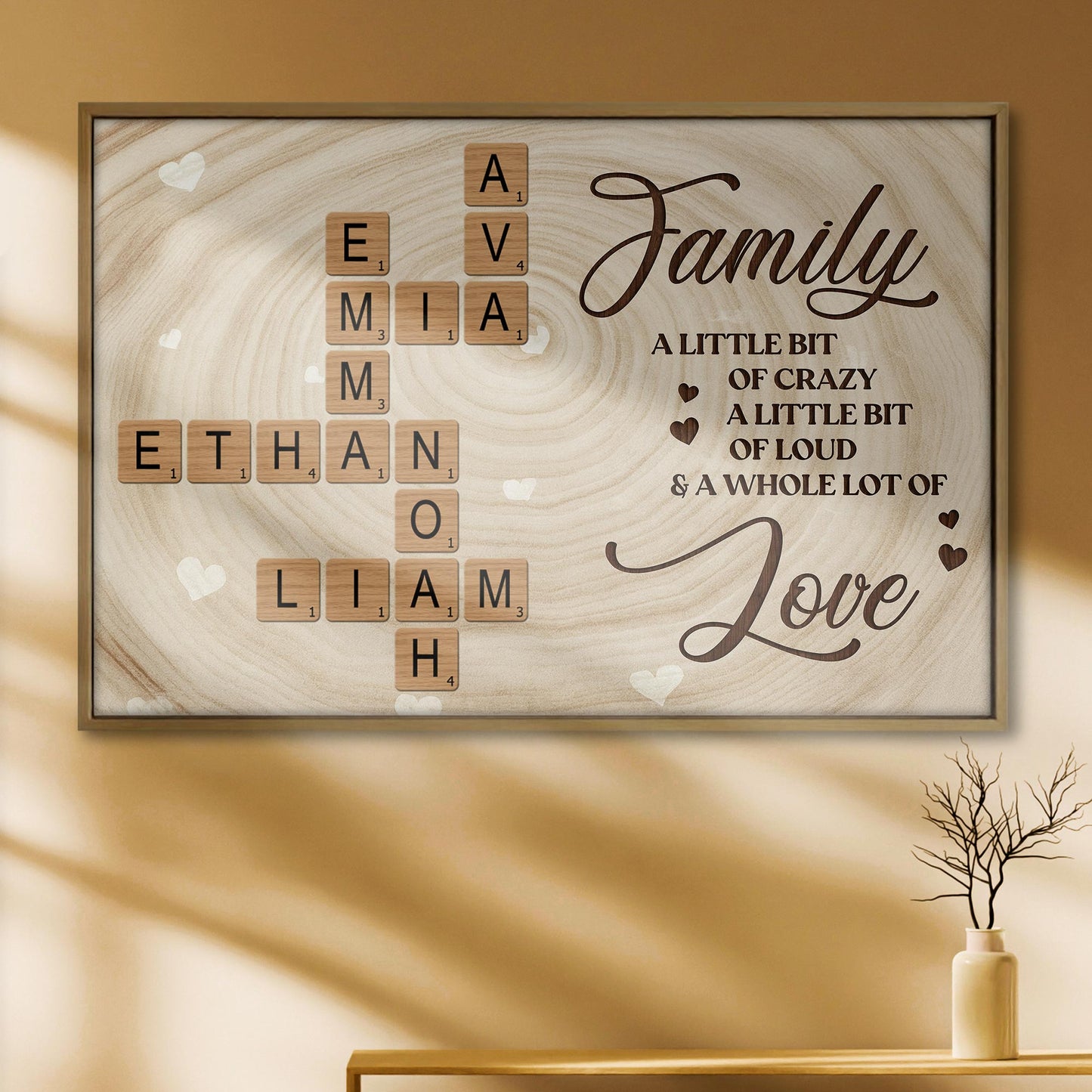 Family Love With Scrabble Tiles Design