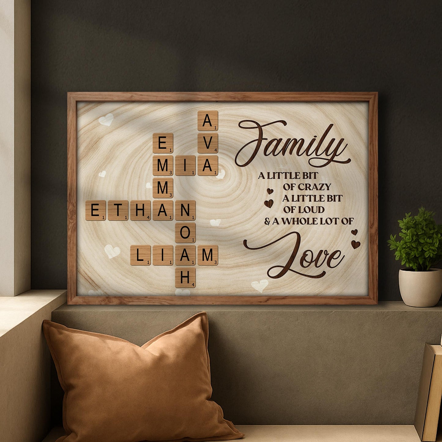 Family Love With Scrabble Tiles Design