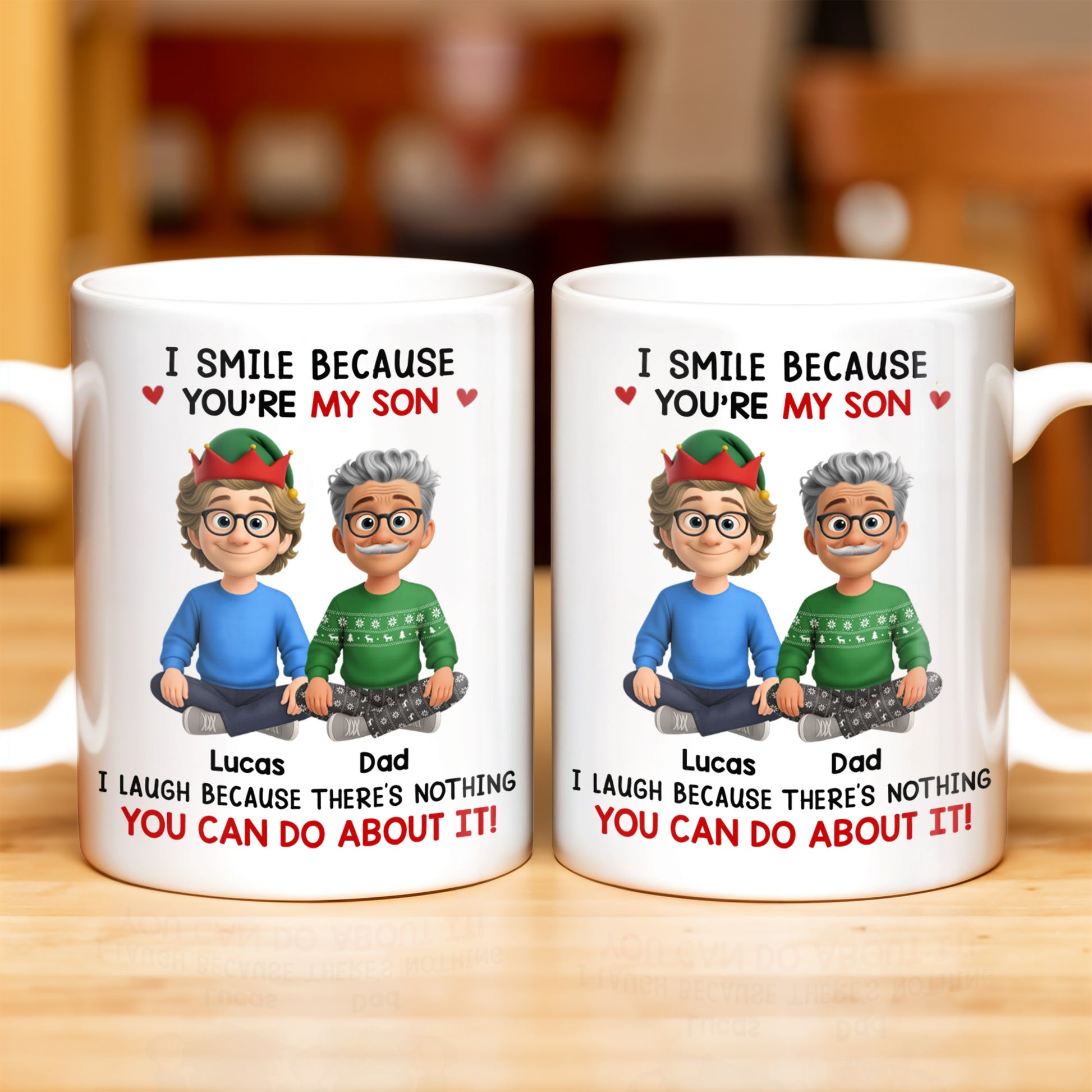 I Smile Because You're My Son, Cartoon Figures and Christmas Sweaters