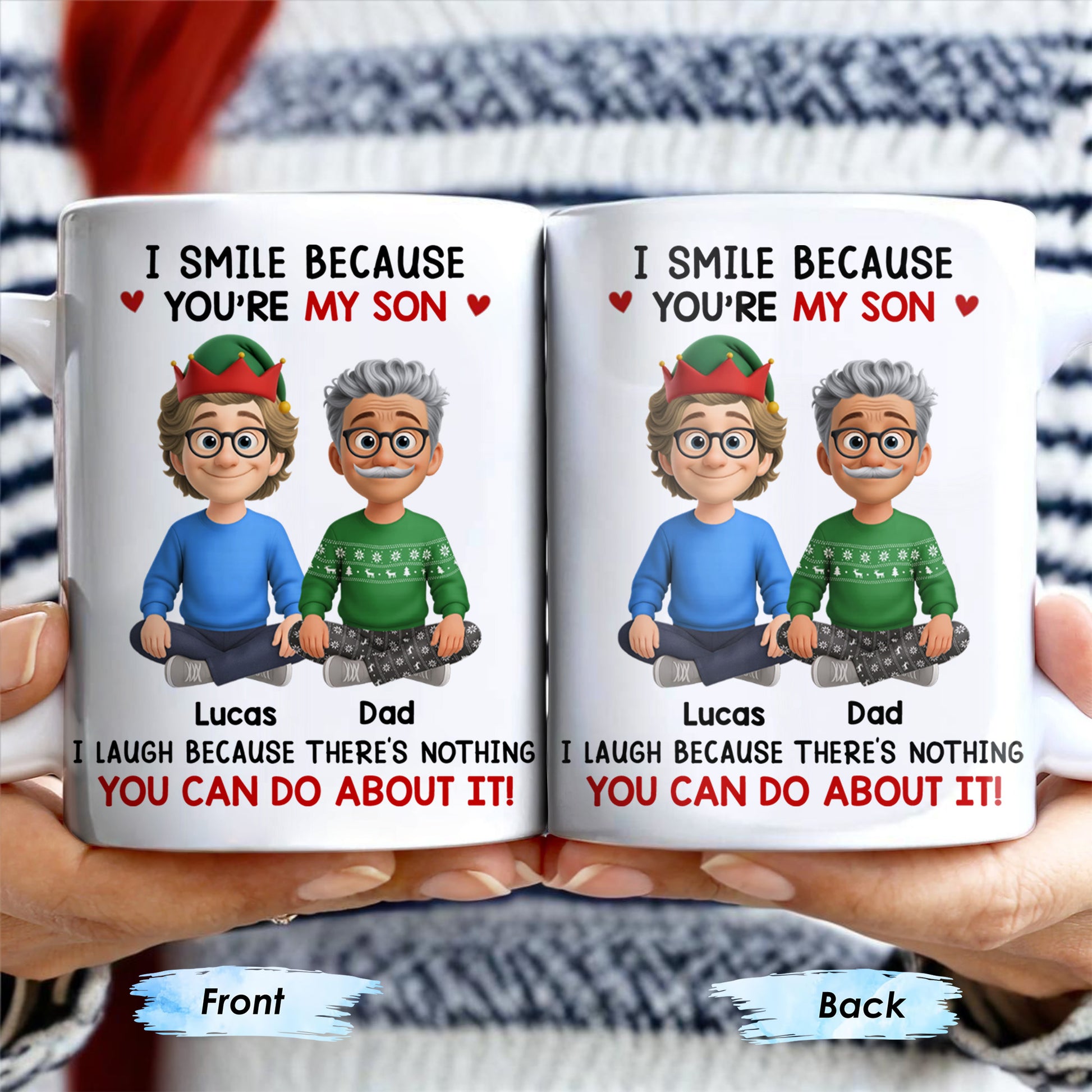 I Smile Because You're My Son, Cartoon Figures and Christmas Sweaters