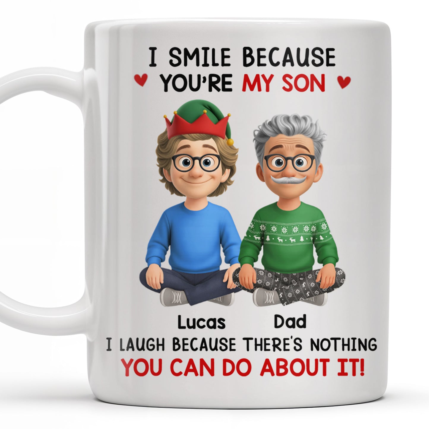 I Smile Because You're My Son, Cartoon Figures and Christmas Sweaters