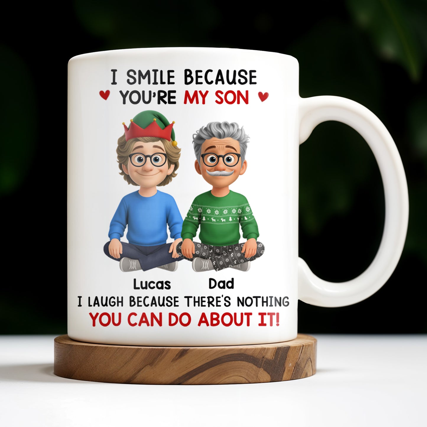 I Smile Because You're My Son, Cartoon Figures and Christmas Sweaters