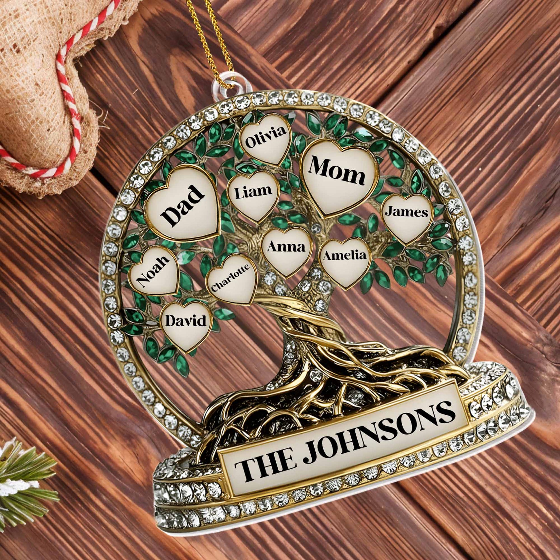 Beautiful Family Tree With Leaves And Hearts