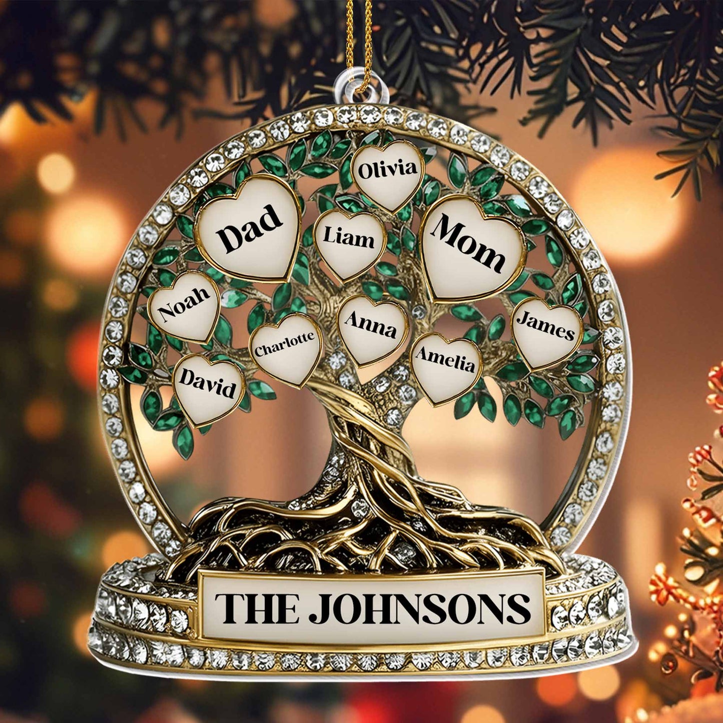 Beautiful Family Tree With Leaves And Hearts