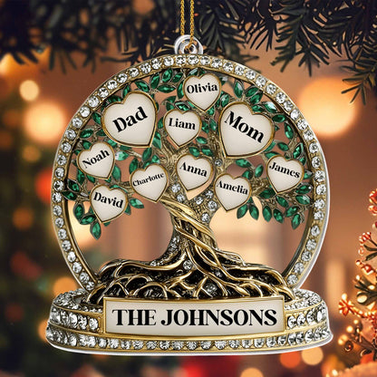 Beautiful Family Tree With Leaves And Hearts