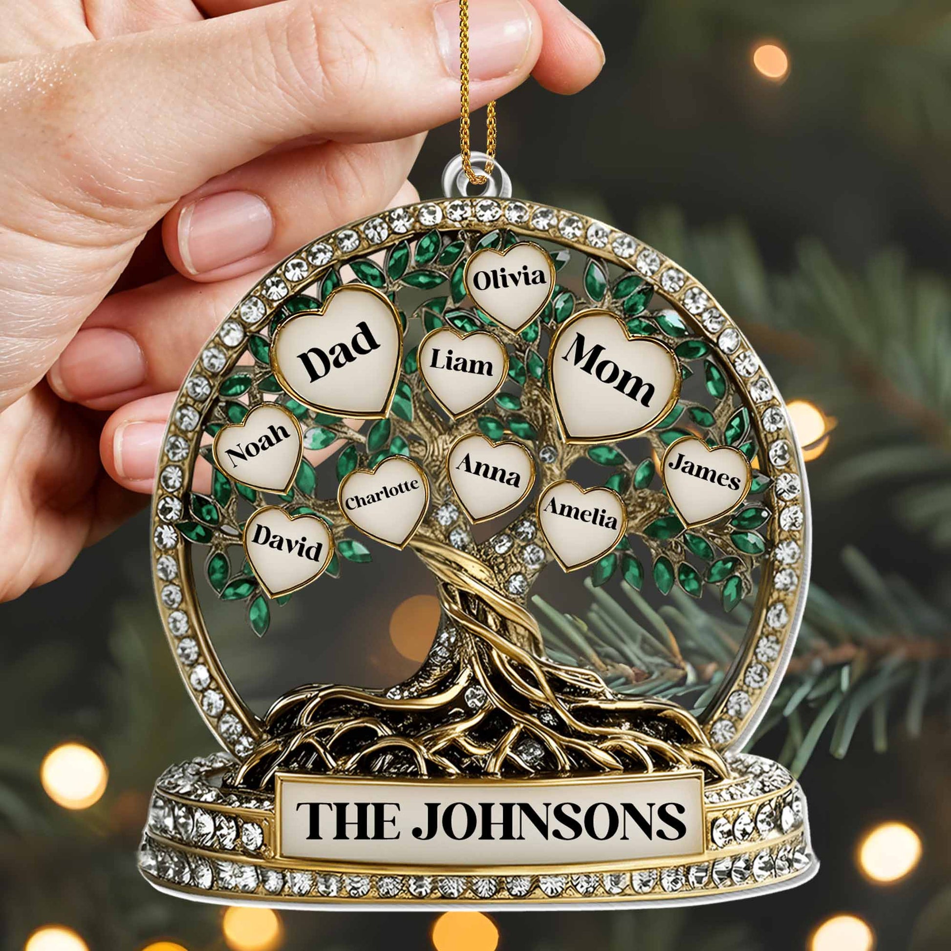 Beautiful Family Tree With Leaves And Hearts