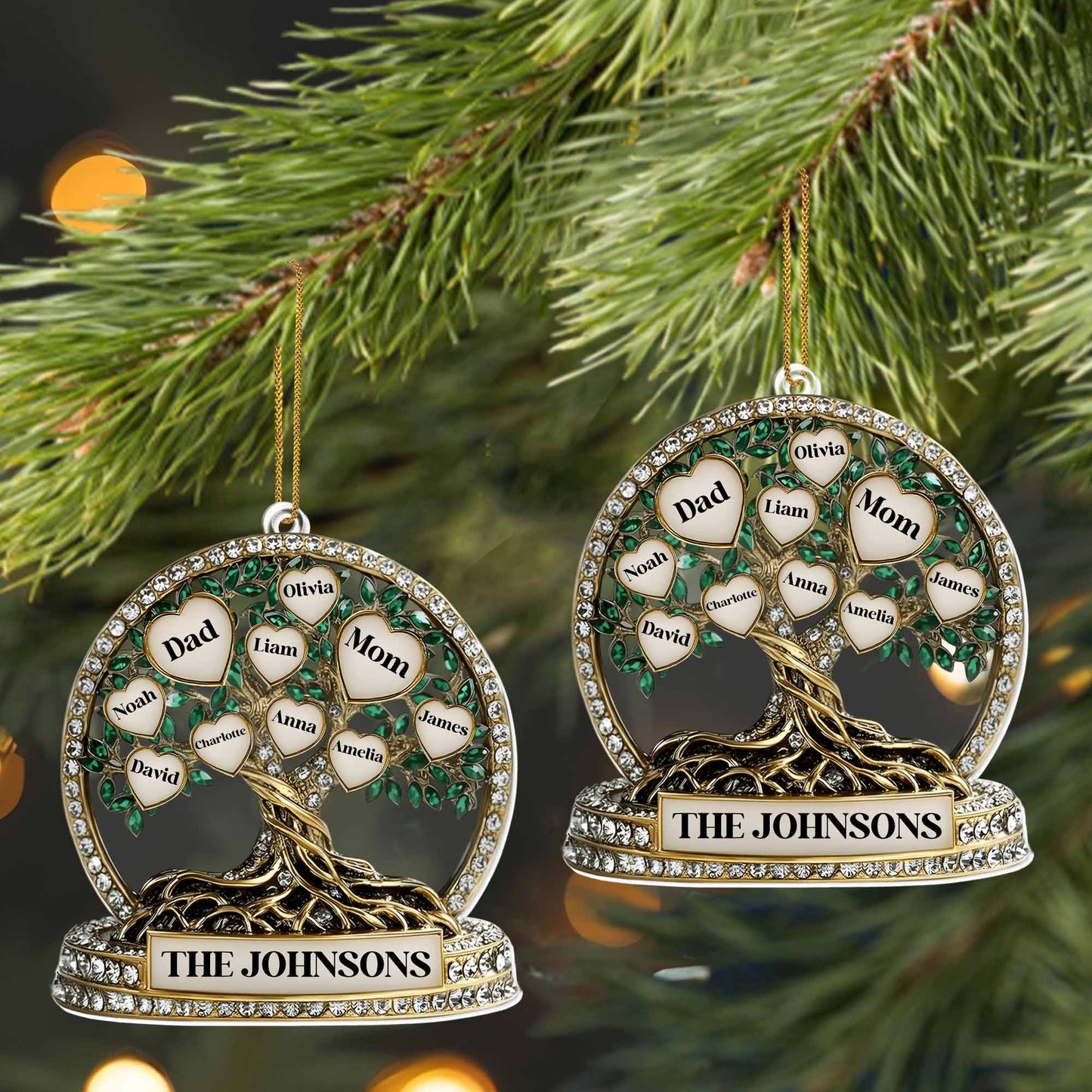 Beautiful Family Tree With Leaves And Hearts