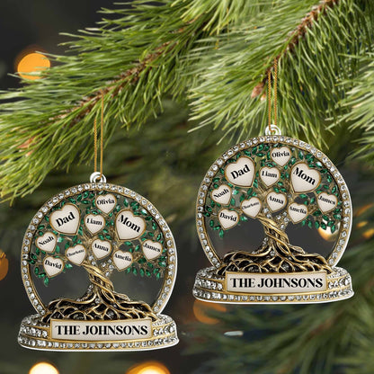 Beautiful Family Tree With Leaves And Hearts