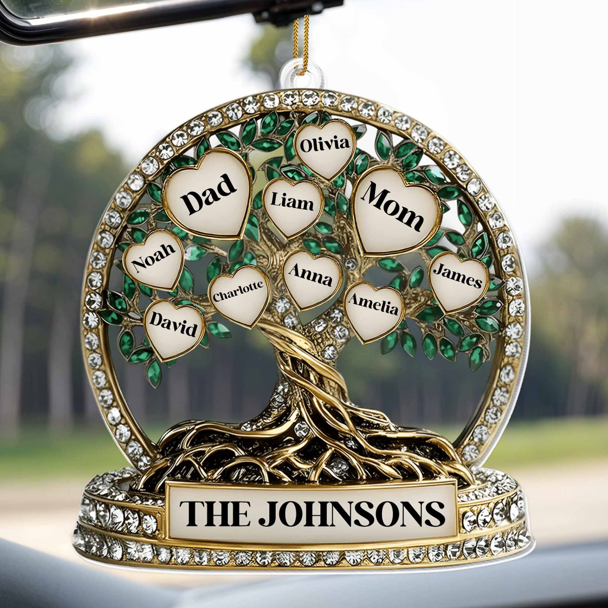 Beautiful Family Tree With Leaves And Hearts