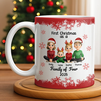 First Christmas As A Family Of Four With Snowflakes