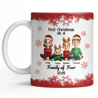 First Christmas As A Family Of Four With Snowflakes