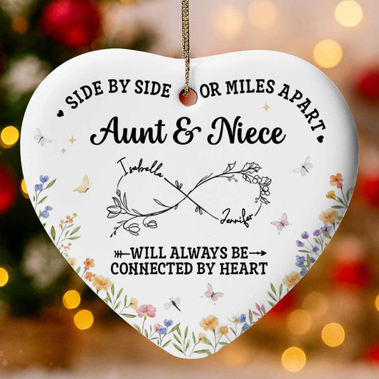 Side By Side Or Miles Apart, Heart Shape With Floral Design