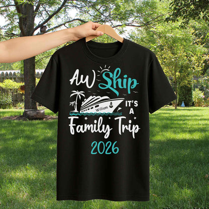 Aw Ship It's A Family Trip With Ship And Palm Tree