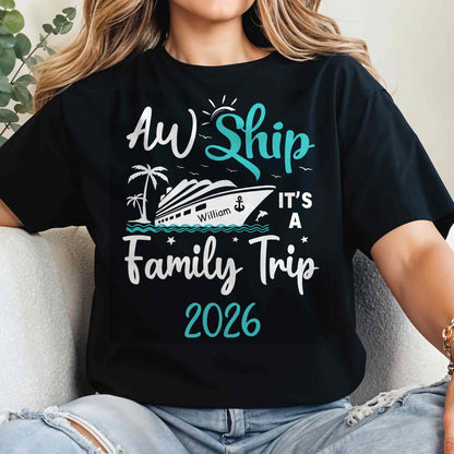 Aw Ship It's A Family Trip With Ship And Palm Tree