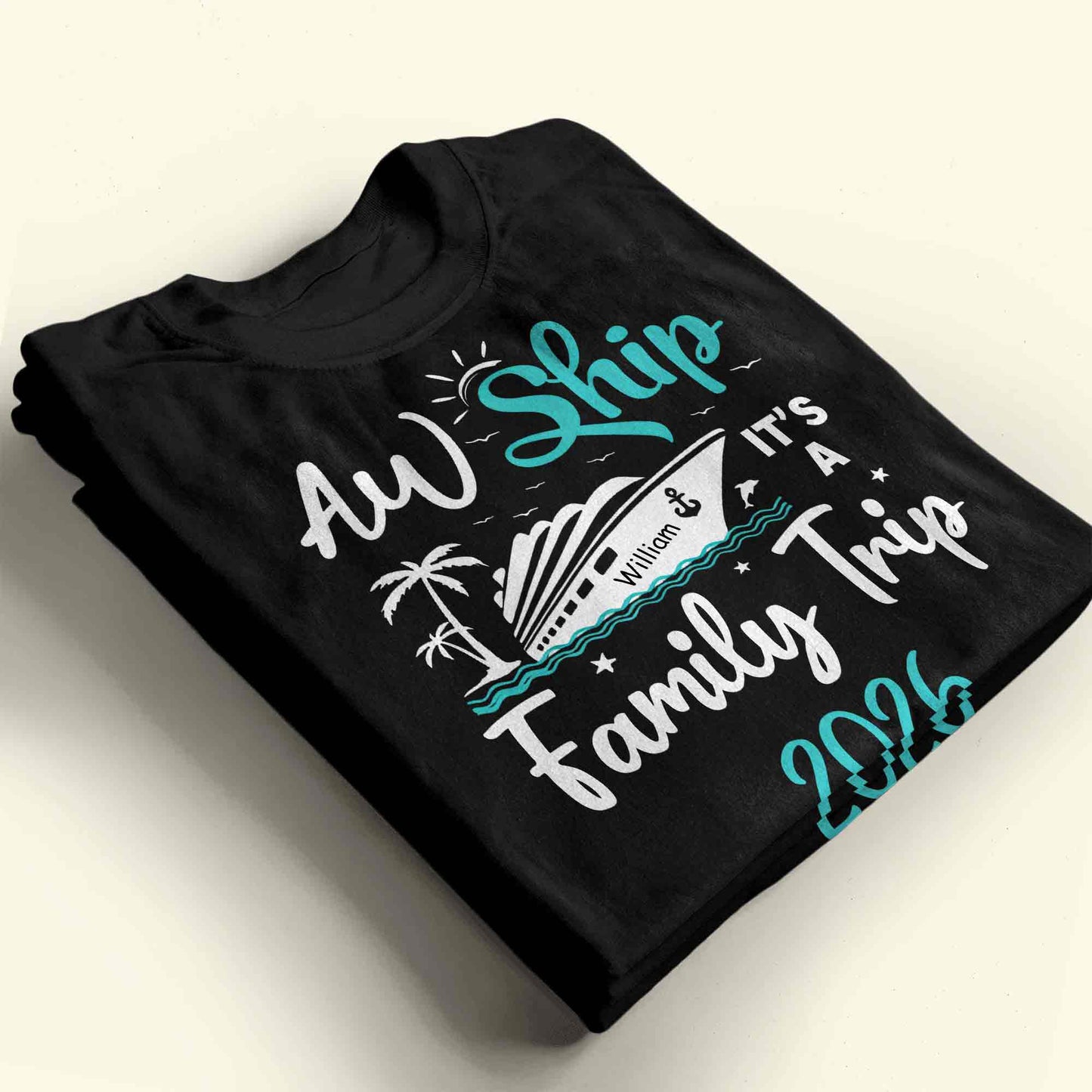 Aw Ship It's A Family Trip With Ship And Palm Tree