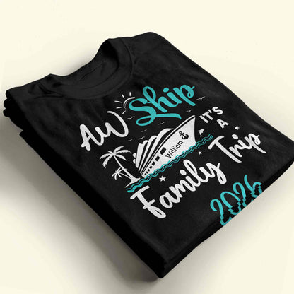 Aw Ship It's A Family Trip With Ship And Palm Tree