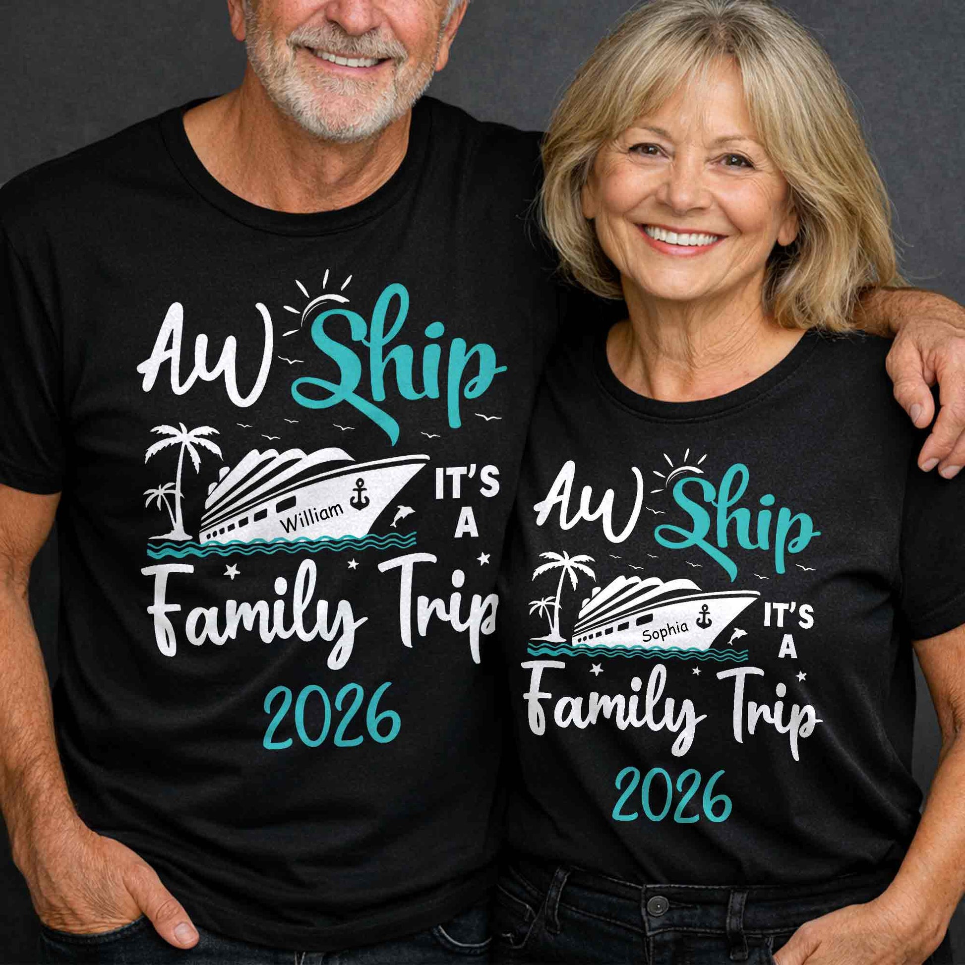 Aw Ship It's A Family Trip With Ship And Palm Tree