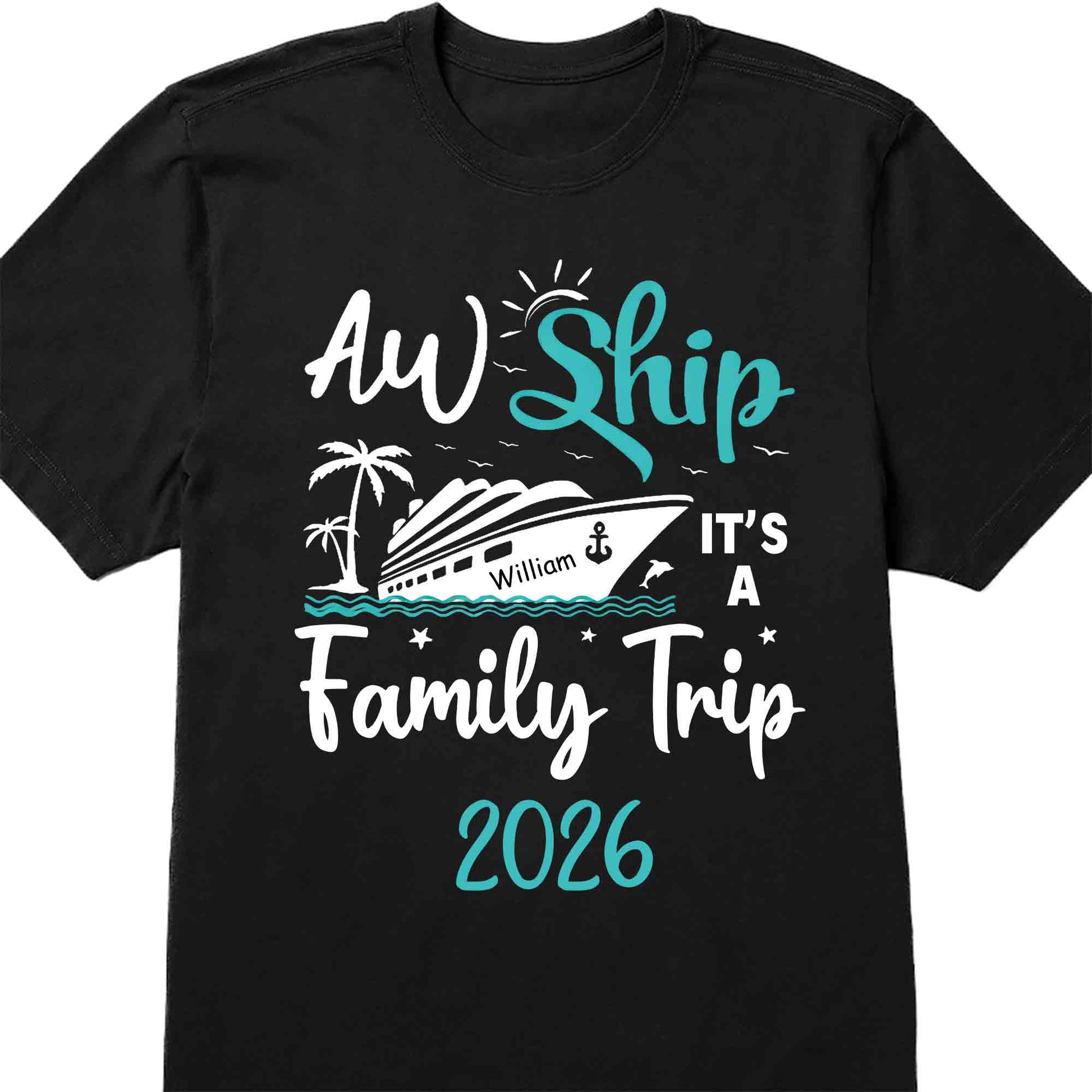 Aw Ship It's A Family Trip With Ship And Palm Tree