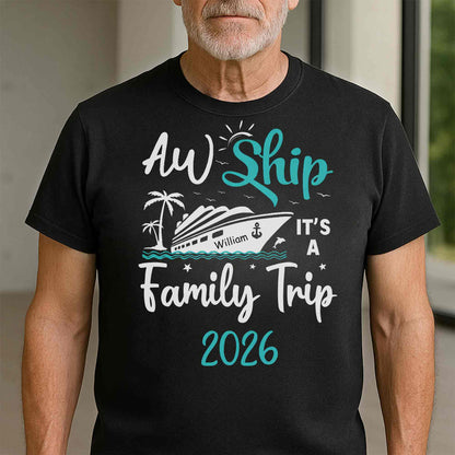 Aw Ship It's A Family Trip With Ship And Palm Tree