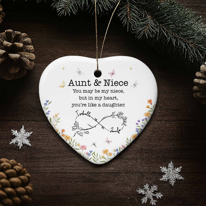 Aunt & Niece Like A Daughter, Heart & Flowers Design