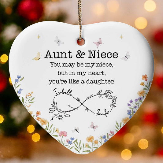 Aunt & Niece Like A Daughter, Heart & Flowers Design