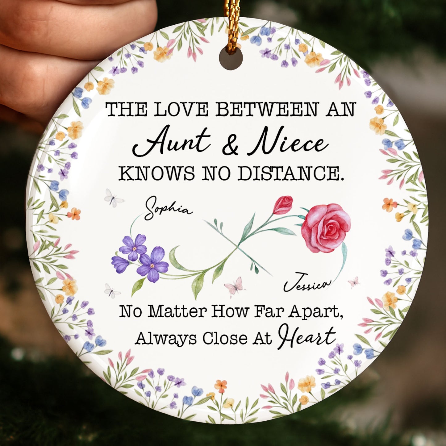 The Love Between An Aunt And Niece, Flowers And Butterfly