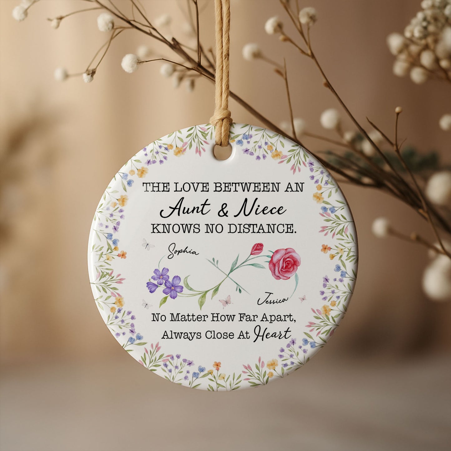 The Love Between An Aunt And Niece, Flowers And Butterfly