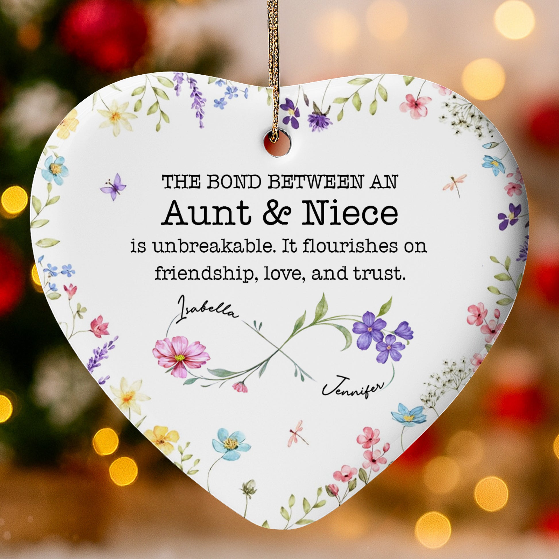 The Bond Between An Aunt & Niece, Flowers Heart Ornament