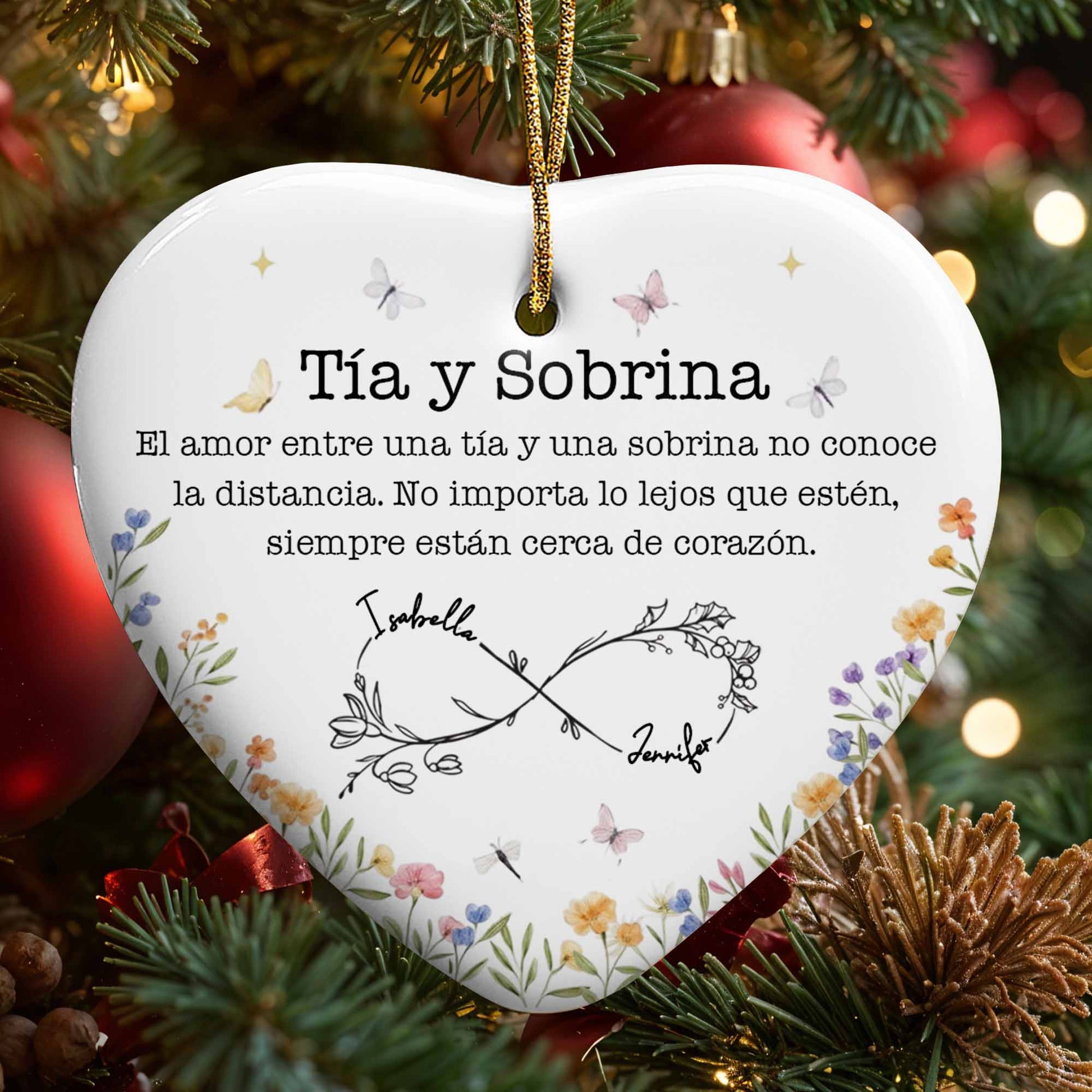 The Love Between An Aunt And Niece, Flowers And Heart Design