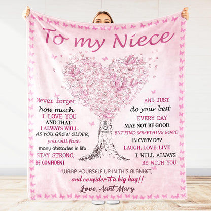 To My Niece, Love and Encouragement Tree and Butterflies Blanket